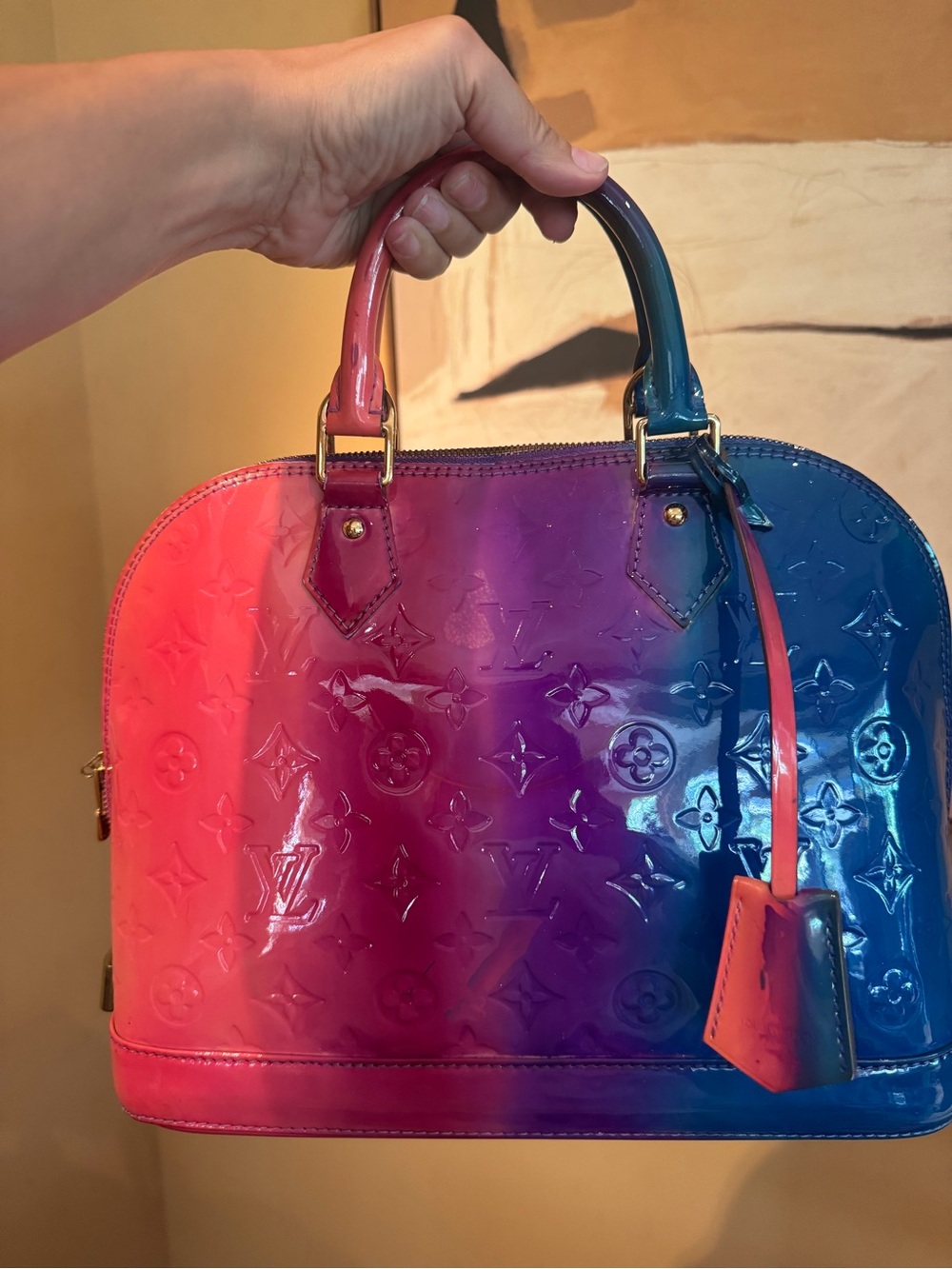 Louis Vuitton Ombre Patent Alma PM Handbag - Pink Purple Blue